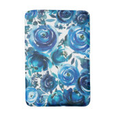 Blue Indigo Floral Flowers Elegant Shabby Chic Badmat (Voorkant Verticaal)