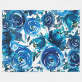 Blue Indigo Floral Flowers Elegant Shabby Chic Fleece Deken (Voorkant (Horizontaal))