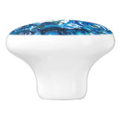 Blue Indigo Floral Flowers Elegant Shabby Chic Keramische Knop (Zijkant)