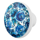 Blue Indigo Floral Flowers Elegant Shabby Chic Keramische Knop (Rechts)