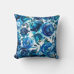 Blue Indigo Floral Flowers Elegant Shabby Chic Kussen