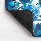 Blue Indigo Floral Flowers Elegant Shabby Chic Muismat (Hoek)