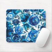 Blue Indigo Floral Flowers Elegant Shabby Chic Muismat (Met muis)