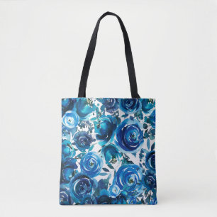Blue Indigo Floral Flowers Elegant Shabby Chic Tote Bag