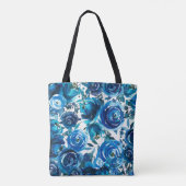Blue Indigo Floral Flowers Elegant Shabby Chic Tote Bag (Achterkant)