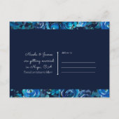 Blue Indigo Floral Flowers Wedding Save the Date Aankondigingskaart (Achterkant)