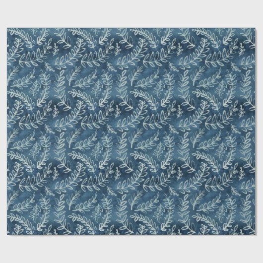 Blue Indigo leveert Twigs Pattern Cadeaupapier (Vlak)