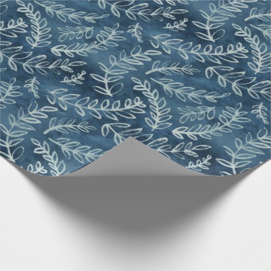 Blue Indigo leveert Twigs Pattern Cadeaupapier (Hoek)