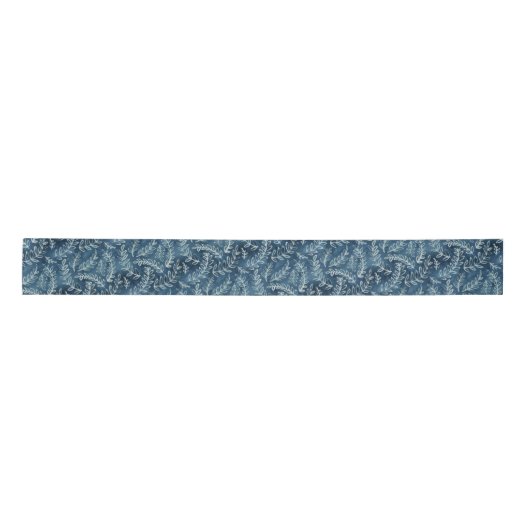 Blue Indigo leveert Twigs Pattern Satijnen Lint (Voorkant)