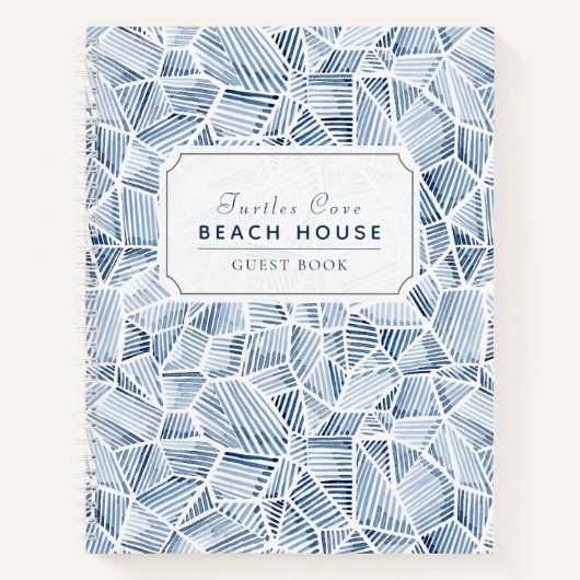 Blue Indigo Pattern Vacation Rental Guest Book Notitieboek (Voorkant)