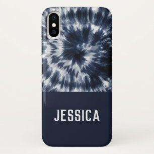 Blue Indigo Shibori Tie Dye Aangepaste naam Case-Mate iPhone Case