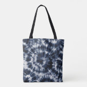 Blue Indigo Shibori Tie Dye Aangepaste naam Tote Bag (Achterkant)