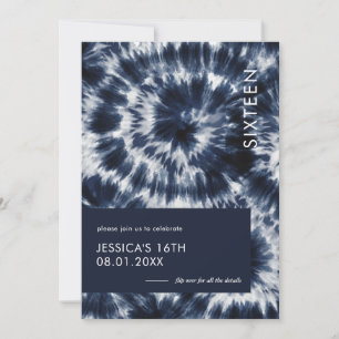 Blue Indigo Shibori Tie Dye Sweet 16 Kaart