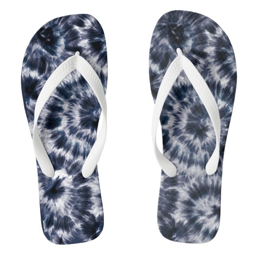 Blue Indigo Shibori Tie Teenslippers (Voetbed)