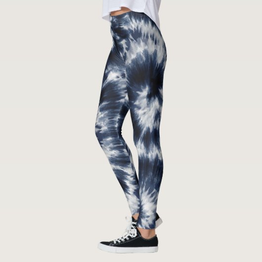 Blue Indigo Tie Dye Shibori Boho Pattern Leggings (Links)