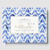 BLUE INDIGO WATERVERF CHEVRON BAR BAT MITZVAH GASTENBOEK (Voorkant)