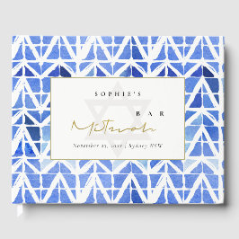 BLUE INDIGO WATERVERF CHEVRON BAR BAT MITZVAH GASTENBOEK