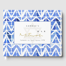 BLUE INDIGO WATERVERF CHEVRON BAR BAT MITZVAH GASTENBOEK