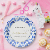 BLUE INDIGO WATERVERF CHEVRON BAR BAT MITZVAH PAPIEREN BORDJE (Feest)