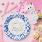 BLUE INDIGO WATERVERF CHEVRON BAR BAT MITZVAH PAPIEREN BORDJE (Feest)