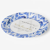 BLUE INDIGO WATERVERF CHEVRON BAR BAT MITZVAH PAPIEREN BORDJE (Gekanteld)