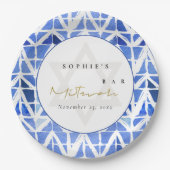 BLUE INDIGO WATERVERF CHEVRON BAR BAT MITZVAH PAPIEREN BORDJE (Voorkant)