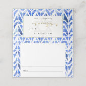 BLUE INDIGO WATERVERF CHEVRON BAR BAT MITZVAH PLAATSKAARTJE (Buitenkant ongevouwen)