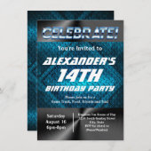 Blue Industrial Tween Boys Gaming Birthday Kaart (Voorkant / Achterkant)