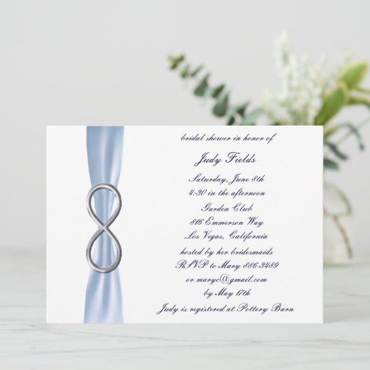 Blue Infinity Bridal Shower-uitnodiging Kaart (Staand voorkant)