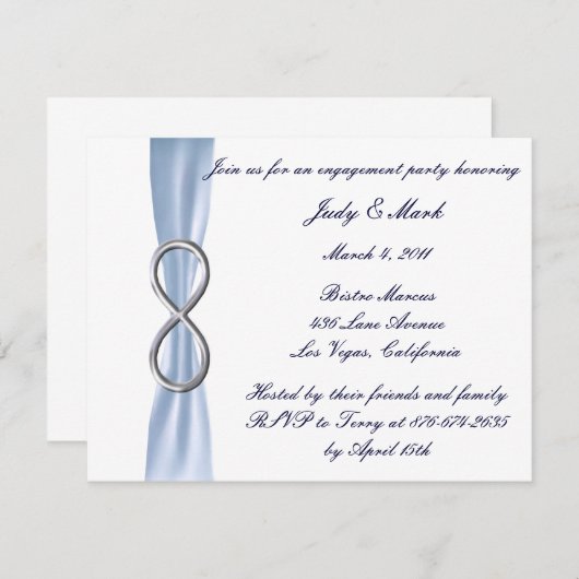 Blue Infinity bruiloft verlovingsfeest uitnodiging (Voorkant / Achterkant)