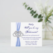 Blue Infinity Heart Bridesmaid Kaart (Staand voorkant)