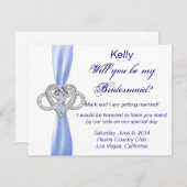 Blue Infinity Heart Bridesmaid Kaart (Voorkant / Achterkant)