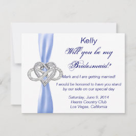 Blue Infinity Heart Bridesmaid Kaart