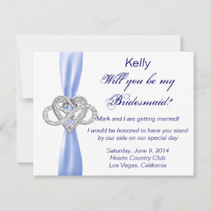 Blue Infinity Heart Bridesmaid Kaart