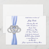 Blue Infinity Heart Bruids Douche Uitnodiging (Voorkant / Achterkant)