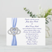 Blue Infinity Heart Bruiloft uitnodiging (Staand voorkant)