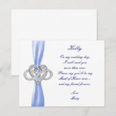 Blue Infinity Heart Maid of Honor Kaart (Voorkant / Achterkant)