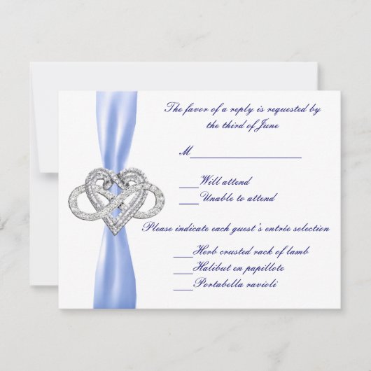 Blue Infinity Heart Response-Kaart RSVP Kaartje (Voorkant)