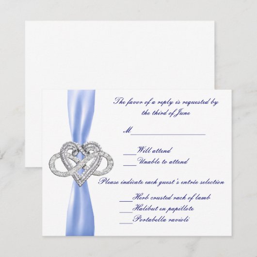 Blue Infinity Heart Response-Kaart RSVP Kaartje (Voorkant / Achterkant)