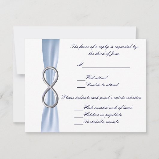 Blue Infinity Wedding Response Card RSVP Kaartje (Voorkant)