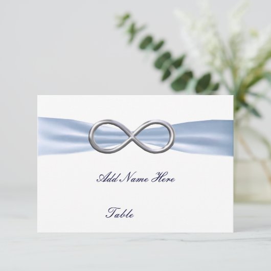 Blue Infinity Wedding Table Place Card Kaart (Staand voorkant)