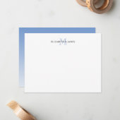 Blue Initiaal Monogrammed Couple Personalized Notitiekaartje (Voorkant / Achterkant in situ)