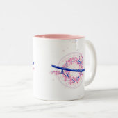 Blue Ink Katana & Cherry Blossom / Sakura Mug Tweekleurige Koffiemok (Voorkant rechts)