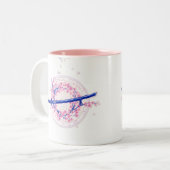 Blue Ink Katana & Cherry Blossom / Sakura Mug Tweekleurige Koffiemok (Voorkant links)