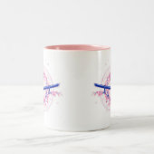 Blue Ink Katana & Cherry Blossom / Sakura Mug Tweekleurige Koffiemok (Center)