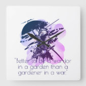 Blue Ink Samurai Warrior & Custom Quote Wall Clock Vierkante Klok (Voorkant)
