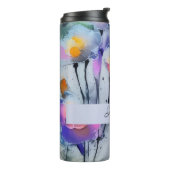 Blue Ink Spash Abstracte Flower gepersonaliseerde  Thermosbeker (Gedraaid links)