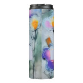 Blue Ink Spash Abstracte Flower gepersonaliseerde  Thermosbeker (Achterkant)