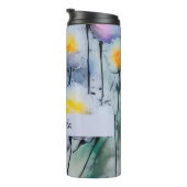 Blue Ink Spash Abstracte Flower gepersonaliseerde  Thermosbeker (Geroteerd rechts)