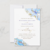 blue ink vloeistofmarmeringuitnodiging kaart (Voorkant)